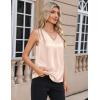 Zeagoo Women’s Silk Satin Camisole Tank Tops V Neck Pleated Dressy Casual Sleeveless Blouses Summer Business Work Shirts(Champagne)