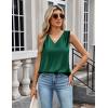 Zeagoo Women’s Silk Satin Camisole Tank Tops V Neck Pleated Dressy Casual Sleeveless Blouses Summer Business Work Shirts(Dark Green)