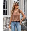 Zeagoo Women’s Silk Satin Camisole Tank Tops V Neck Pleated Dressy Casual Sleeveless Blouses Summer Business Work Shirts(Dark Khaki)