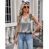 Zeagoo Women’s Silk Satin Camisole Tank Tops V Neck Pleated Dressy Casual Sleeveless Blouses Summer Business Work Shirts(Gray)