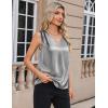Zeagoo Women’s Silk Satin Camisole Tank Tops V Neck Pleated Dressy Casual Sleeveless Blouses Summer Business Work Shirts(Gray)