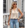 Zeagoo Women’s Silk Satin Camisole Tank Tops V Neck Pleated Dressy Casual Sleeveless Blouses Summer Business Work Shirts(Light Champagne)