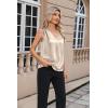 Zeagoo Women’s Silk Satin Camisole Tank Tops V Neck Pleated Dressy Casual Sleeveless Blouses Summer Business Work Shirts(Light Champagne)