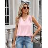 Zeagoo Women’s Silk Satin Camisole Tank Tops V Neck Pleated Dressy Casual Sleeveless Blouses Summer Business Work Shirts(Light Pink)