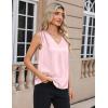 Zeagoo Women’s Silk Satin Camisole Tank Tops V Neck Pleated Dressy Casual Sleeveless Blouses Summer Business Work Shirts(Light Pink)
