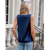 Zeagoo Women’s Silk Satin Camisole Tank Tops V Neck Pleated Dressy Casual Sleeveless Blouses Summer Business Work Shirts(Navy Blue)