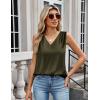 Zeagoo Women’s Silk Satin Camisole Tank Tops V Neck Pleated Dressy Casual Sleeveless Blouses Summer Business Work Shirts(Olive Green)