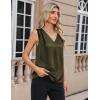 Zeagoo Women’s Silk Satin Camisole Tank Tops V Neck Pleated Dressy Casual Sleeveless Blouses Summer Business Work Shirts(Olive Green)
