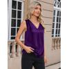 Zeagoo Women’s Silk Satin Camisole Tank Tops V Neck Pleated Dressy Casual Sleeveless Blouses Summer Business Work Shirts(Purple)