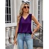 Zeagoo Women’s Silk Satin Camisole Tank Tops V Neck Pleated Dressy Casual Sleeveless Blouses Summer Business Work Shirts(Purple)