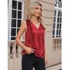 Zeagoo Women’s Silk Satin Camisole Tank Tops V Neck Pleated Dressy Casual Sleeveless Blouses Summer Business Work Shirts(Red)