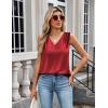 Zeagoo Women’s Silk Satin Camisole Tank Tops V Neck Pleated Dressy Casual Sleeveless Blouses Summer Business Work Shirts(Red)