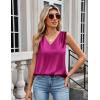 Zeagoo Women’s Silk Satin Camisole Tank Tops V Neck Pleated Dressy Casual Sleeveless Blouses Summer Business Work Shirts(Rose Red)