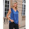 Zeagoo Women’s Silk Satin Camisole Tank Tops V Neck Pleated Dressy Casual Sleeveless Blouses Summer Business Work Shirts(Sky Blue)