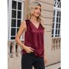 Zeagoo Women’s Silk Satin Camisole Tank Tops V Neck Pleated Dressy Casual Sleeveless Blouses Summer Business Work Shirts(Wine Red)