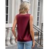Zeagoo Women’s Silk Satin Camisole Tank Tops V Neck Pleated Dressy Casual Sleeveless Blouses Summer Business Work Shirts(Wine Red)