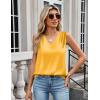 Zeagoo Women’s Silk Satin Camisole Tank Tops V Neck Pleated Dressy Casual Sleeveless Blouses Summer Business Work Shirts(Yellow)