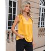 Zeagoo Women’s Silk Satin Camisole Tank Tops V Neck Pleated Dressy Casual Sleeveless Blouses Summer Business Work Shirts(Yellow)