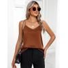 Zeagoo Women’s Silk Satin Tank Tops 2026 V Neck Adjustable Spaghetti Strap Sleeveless Camisole Summer Basic Blouse(2 Pack: Caramel+light Khaki)
