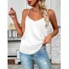 Zeagoo Women’s Silk Satin Tank Tops 2026 V Neck Adjustable Spaghetti Strap Sleeveless Camisole Summer Basic Blouse(2 Pack: Light Gray+white)