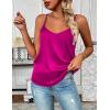 Zeagoo Women’s Silk Satin Tank Tops 2026 V Neck Adjustable Spaghetti Strap Sleeveless Camisole Summer Basic Blouse(2 Pack: Rose+white)