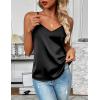 Zeagoo Women’s Silk Satin Tank Tops 2026 V Neck Adjustable Spaghetti Strap Sleeveless Camisole Summer Basic Blouse(2 Pack: White+black)