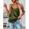 Zeagoo Women’s Silk Satin Tank Tops 2026 V Neck Adjustable Spaghetti Strap Sleeveless Camisole Summer Basic Blouse(Army Green)