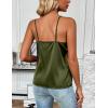Zeagoo Women’s Silk Satin Tank Tops 2026 V Neck Adjustable Spaghetti Strap Sleeveless Camisole Summer Basic Blouse(Army Green)