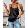 Zeagoo Women’s Silk Satin Tank Tops 2026 V Neck Adjustable Spaghetti Strap Sleeveless Camisole Summer Basic Blouse(Black)