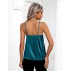 Zeagoo Women’s Silk Satin Tank Tops 2026 V Neck Adjustable Spaghetti Strap Sleeveless Camisole Summer Basic Blouse(Blue Green)