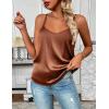Zeagoo Women’s Silk Satin Tank Tops 2026 V Neck Adjustable Spaghetti Strap Sleeveless Camisole Summer Basic Blouse(Brown)
