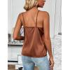 Zeagoo Women’s Silk Satin Tank Tops 2026 V Neck Adjustable Spaghetti Strap Sleeveless Camisole Summer Basic Blouse(Brown)