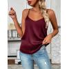 Zeagoo Women’s Silk Satin Tank Tops 2026 V Neck Adjustable Spaghetti Strap Sleeveless Camisole Summer Basic Blouse(Deep Red)