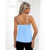 Zeagoo Women’s Silk Satin Tank Tops 2026 V Neck Adjustable Spaghetti Strap Sleeveless Camisole Summer Basic Blouse(Light Blue)