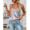 Zeagoo Women’s Silk Satin Tank Tops 2026 V Neck Adjustable Spaghetti Strap Sleeveless Camisole Summer Basic Blouse(Light Gray)
