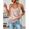 Zeagoo Women’s Silk Satin Tank Tops 2026 V Neck Adjustable Spaghetti Strap Sleeveless Camisole Summer Basic Blouse(Light Pink Champagne)