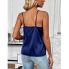 Zeagoo Women’s Silk Satin Tank Tops 2026 V Neck Adjustable Spaghetti Strap Sleeveless Camisole Summer Basic Blouse(Navy Blue)