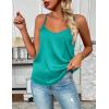Zeagoo Women’s Silk Satin Tank Tops 2026 V Neck Adjustable Spaghetti Strap Sleeveless Camisole Summer Basic Blouse(Peacock Blue)