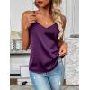 Zeagoo Women’s Silk Satin Tank Tops 2026 V Neck Adjustable Spaghetti Strap Sleeveless Camisole Summer Basic Blouse(Purple)