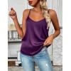 Zeagoo Women’s Silk Satin Tank Tops 2026 V Neck Adjustable Spaghetti Strap Sleeveless Camisole Summer Basic Blouse(Purple)