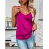Zeagoo Women’s Silk Satin Tank Tops 2026 V Neck Adjustable Spaghetti Strap Sleeveless Camisole Summer Basic Blouse(Rose)