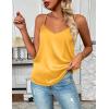 Zeagoo Women’s Silk Satin Tank Tops 2026 V Neck Adjustable Spaghetti Strap Sleeveless Camisole Summer Basic Blouse(Yellow)