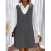 Zeagoo Women’s Sweater Vest Dresses for Women 2025 V Neck Sleeveless Knit Pullover Sweater with Pockets Fall Winter Outfits(Dark Grey)