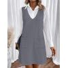 Zeagoo Women’s Sweater Vest Dresses for Women 2025 V Neck Sleeveless Knit Pullover Sweater with Pockets Fall Winter Outfits(Grey)