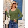 Zeagoo Womens T Shirts Long Sleeve V Neck Basic Tee Casual Loose Fit Soft Fall Tops Outfits 2026 S-XXL(Army Green)