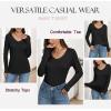 Zeagoo Womens T Shirts Long Sleeve V Neck Basic Tee Casual Loose Fit Soft Fall Tops Outfits 2026 S-XXL(Black)