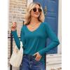 Zeagoo Womens T Shirts Long Sleeve V Neck Basic Tee Casual Loose Fit Soft Fall Tops Outfits 2026 S-XXL(Blue Green)