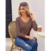 Zeagoo Womens T Shirts Long Sleeve V Neck Basic Tee Casual Loose Fit Soft Fall Tops Outfits 2026 S-XXL(Brown)