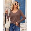 Zeagoo Womens T Shirts Long Sleeve V Neck Basic Tee Casual Loose Fit Soft Fall Tops Outfits 2026 S-XXL(Brown)