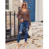 Zeagoo Womens T Shirts Long Sleeve V Neck Basic Tee Casual Loose Fit Soft Fall Tops Outfits 2026 S-XXL(Brown)